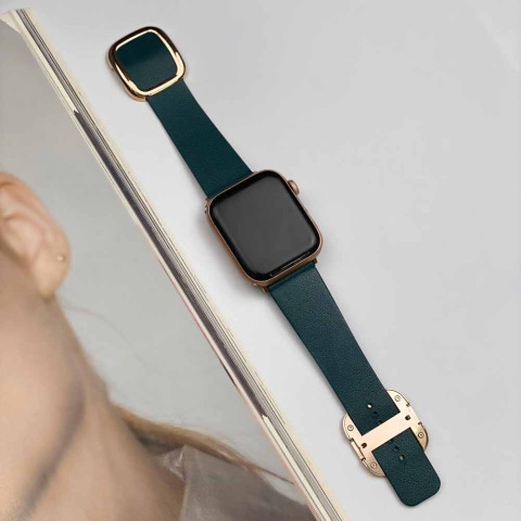 Кожаный ремешок Modern Buckle Leather для Apple Watch 38/40/41mm Gold/Forest green Кожаный ремешок Modern Buckle Leather для Apple Watch 38/40/41mm Gold/Forest green